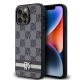 DKNY PU Leather Checkered Pattern and Stripe tok iPhone 15 Pro Max készülékhez fekete