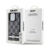 DKNY PU Leather Checkered Pattern and Stripe tok iPhone 15 Pro Max készülékhez fekete