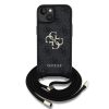 Guess PU 4G Metal Logo vállpántos tok iPhone 15 készülékhez fekete
