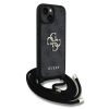 Guess PU 4G Metal Logo vállpántos tok iPhone 15 készülékhez fekete