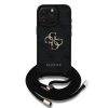 Guess PU 4G Metal Logo Vállpántos Tok iPhone 15 Pro Max készülékhez fekete