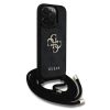 Guess PU 4G Metal Logo Vállpántos Tok iPhone 15 Pro Max készülékhez fekete