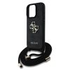 Guess PU 4G Metal Logo Vállpántos Tok iPhone 15 Pro Max készülékhez fekete