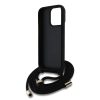 Guess PU 4G Metal Logo Vállpántos Tok iPhone 15 Pro Max készülékhez fekete