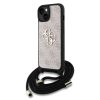 Guess PU 4G Metal Logo vállpántos tok az iPhone 15 készülékhez rózsaszín