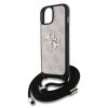 Guess PU 4G Metal Logo vállpántos tok az iPhone 15 készülékhez rózsaszín