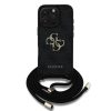 Guess PU 4G Metal Logo Crossbody Strap tok iPhone 16 Pro Max készülékhez fekete