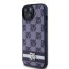 DKNY PU Leather Checkered Pattern and Stripe tok iPhone 15 készülékhez kék