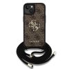 Guess PU 4G Metal Logo Crossbody Strap tok iPhone 15 készülékhez barna