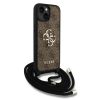 Guess PU 4G Metal Logo Crossbody Strap tok iPhone 15 készülékhez barna