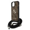 Guess PU 4G Metal Logo Crossbody Strap tok iPhone 15 készülékhez barna