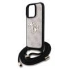 Guess PU 4G Metal Logo Crossbody Strap tok iPhone 15 Pro Max készülékhez rózsaszín