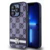 DKNY PU bőr sakktábla mintás és csíkos tok iPhone 15 Pro Max készülékhez kék