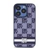 DKNY PU bőr sakktábla mintás és csíkos tok iPhone 15 Pro Max készülékhez kék