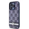 DKNY PU bőr sakktábla mintás és csíkos tok iPhone 15 Pro Max készülékhez kék
