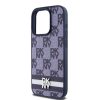 DKNY PU bőr sakktábla mintás és csíkos tok iPhone 15 Pro Max készülékhez kék