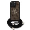 Guess PU 4G Metal Logo Crossbody Strap tok iPhone 15 Pro Max készülékhez barna