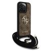 Guess PU 4G Metal Logo Crossbody Strap tok iPhone 15 Pro Max készülékhez barna