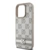 DKNY PU Leather Checkered Pattern and Stripe tok iPhone 13 Pro készülékhez bézs