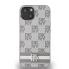 DKNY PU Leather Checkered Pattern and Stripe tok iPhone 14 készülékhez bézs