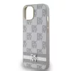 DKNY PU Leather Checkered Pattern and Stripe tok iPhone 14 készülékhez bézs