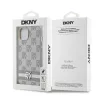DKNY PU Leather Checkered Pattern and Stripe tok iPhone 14 készülékhez bézs