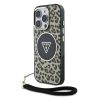Guess IML Leopard Triangle Logo Strap MagSafe tok iPhone 16 Pro Max készülékhez barna