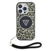 Guess IML Leopard Triangle Logo Strap MagSafe tok iPhone 16 Pro Max készülékhez barna