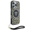 Guess IML Leopard Triangle Logo Strap MagSafe tok iPhone 16 Pro Max készülékhez barna