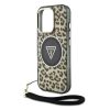 Guess IML Leopard Triangle Logo Strap MagSafe tok iPhone 16 Pro Max készülékhez barna