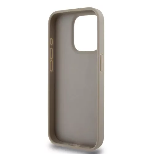 DKNY PU Leather Checkered Pattern and Stripe tok iPhone 14 Pro Max készülékhez bézs