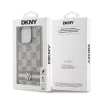 DKNY PU Leather Checkered Pattern and Stripe tok iPhone 14 Pro Max készülékhez bézs