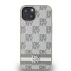 DKNY PU Leather Checkered Pattern and Stripe tok iPhone 15 készülékhez bézs