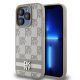 DKNY PU Leather Checkered Pattern and Stripe tok iPhone 15 Pro Max készülékhez bézs