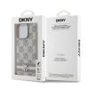 DKNY PU Leather Checkered Pattern and Stripe tok iPhone 15 Pro Max készülékhez bézs