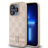 DKNY PU bőr Checkered Pattern and Stripe tok az iPhone 13 Pro készülékhez rózsaszín