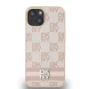 DKNY PU bőr Checkered Pattern and Stripe tok iPhone 14 készülékhez rózsaszín
