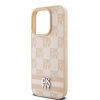 DKNY PU bőr Checkered Pattern and Stripe tok iPhone 15 Pro Max készülékhez rózsaszín
