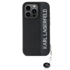 Karl Lagerfeld PU Saffiano Rhinestone Charm tok iPhone 15 Pro Max készülékhez fekete