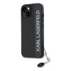 Karl Lagerfeld PU Saffiano Rhinestone Charm tok iPhone 15 készülékhez fekete