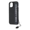 Karl Lagerfeld PU Saffiano Rhinestone Charm tok iPhone 15 készülékhez fekete