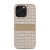 DKNY PU Leather Repeat Pattern Tonal Stripe tok iPhone 16 Pro Max készülékhez rózsaszín