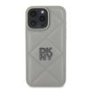DKNY PU bőr párnázott Stack Logo tok iPhone 16 Pro Max készülékhez szürke