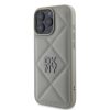 DKNY PU bőr párnázott Stack Logo tok iPhone 16 Pro Max készülékhez szürke