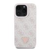 Guess PU 4G Strass Triangle Metal Logo tok iPhone 16 Pro Max készülékhez rózsaszín