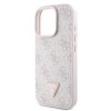 Guess PU 4G Strass Triangle Metal Logo tok iPhone 16 Pro Max készülékhez rózsaszín