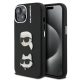 Karl Lagerfeld Grained PU K&CH Heads tok iPhone 15 készülékhez fekete