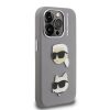 Karl Lagerfeld Grained PU K&CH Heads tok iPhone 15 Pro Max készülékhez szürke