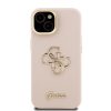 Guess PU-gránult 4G Logo állványos kamerakeretes tok iPhone 14 készülékhez rózsaszín