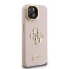 Guess PU-gránult 4G Logo állványos kamerakeretes tok iPhone 14 készülékhez rózsaszín